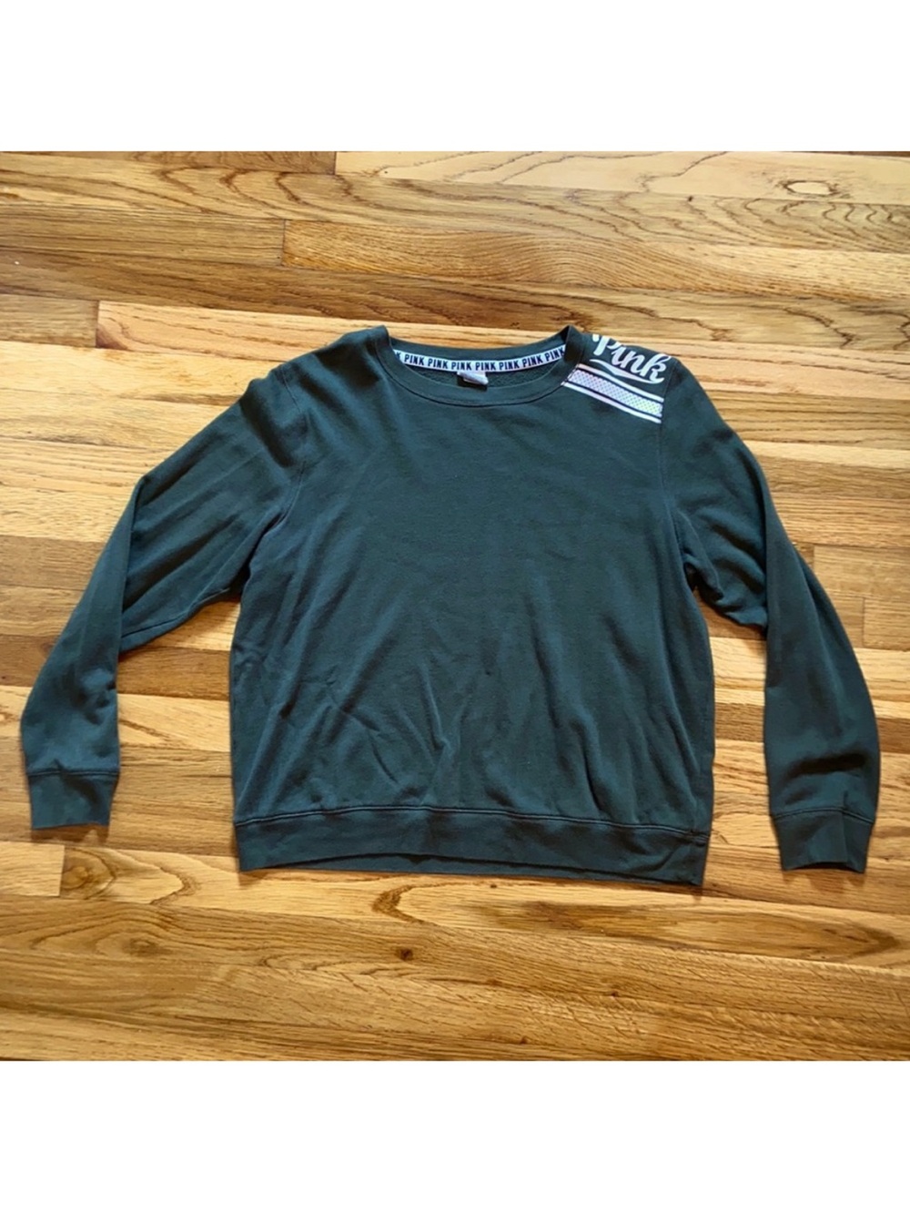 PINK - Army Green Crew neck - L